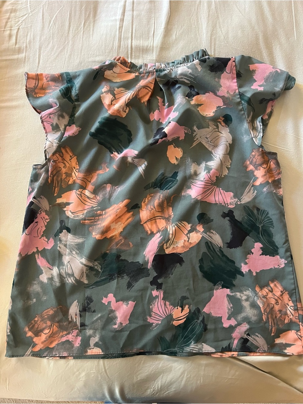 Nine West Multicolor Floral Print Blouse in Teal, Pink, Orange - Picture 6 of 7